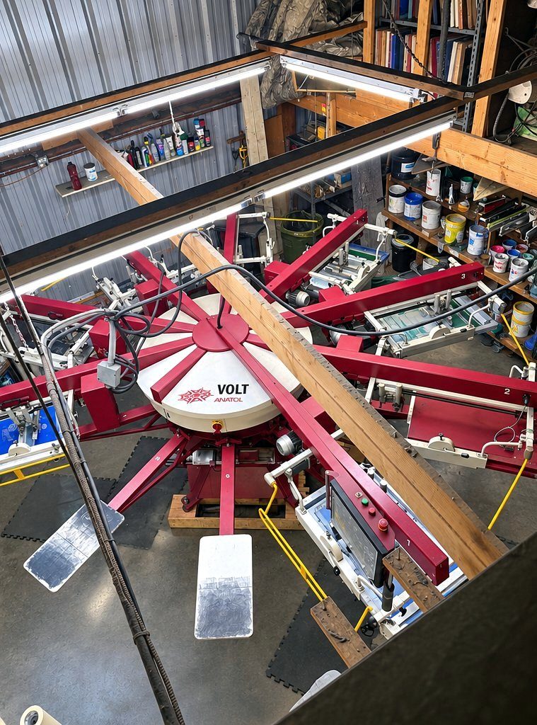 Overhead view of the Anatol Volt press